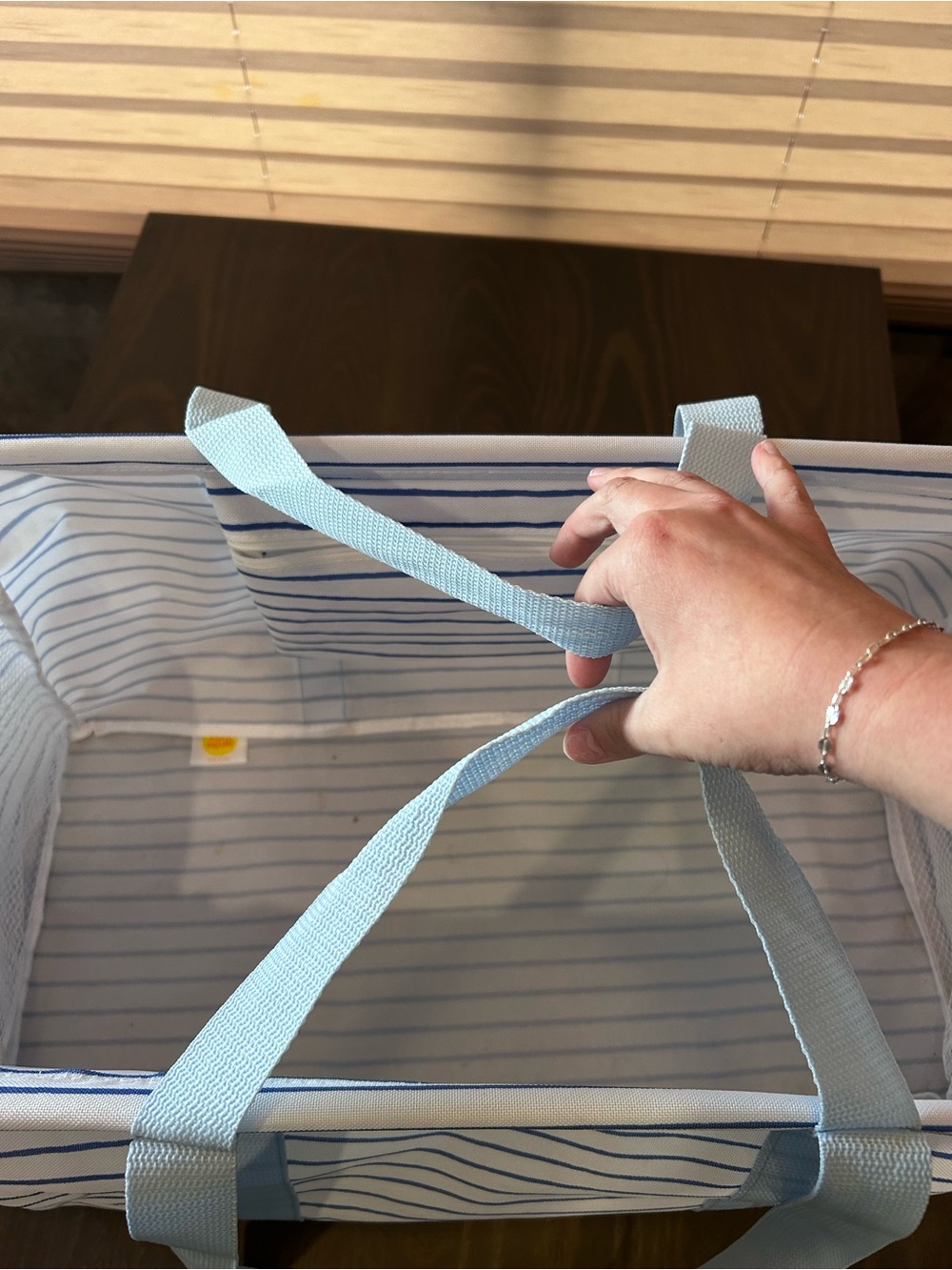 Target Blue and White Striped Tote Bag - Picture 3 of 6